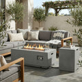 Old Sku: W853P193937 42" Propane Gas Fire Pit Table 2 Pieces, 50000 Btu Rectangular Steel Fire Pit With Glass Wind Guard For Outside Patio Deck Garden Courtyard Gray