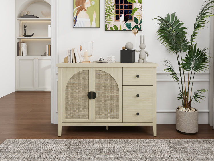 Rattan 2 Door 3 Drawer Cabinet, Suitable For Bedroom, Living Room, Study