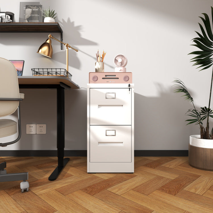2 Drawer File Cabinet With Lock Metal Vertical File Cabinet Office Home, A4 Legal Letter Size Narrow File Cabinet Locked,Assembly Required