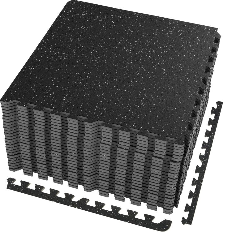 25 Pcs 1 2 Inch Thick Gym Floor Mats, 24" X 24" Eva Foam & Rubber Top Interlocking Workout Floor Mats With 100 Sq.Ft Coverage, Waterproof Exercise Puzzle Flooring For Gym, Home, Garage, Basement