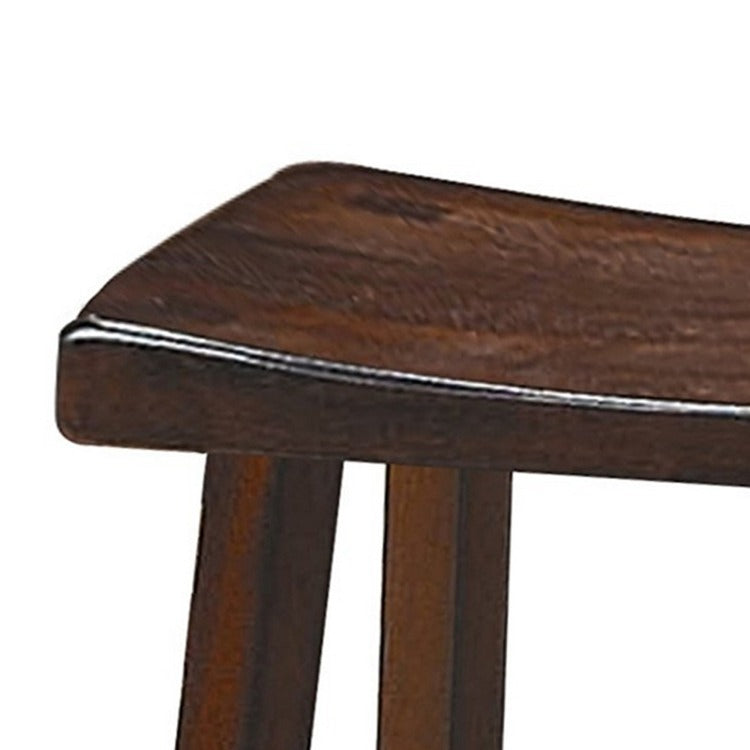 Wooden 18" Counter Height Stool With Saddle Seat, Distressed Cherry, Set Of 2