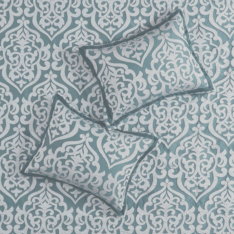8 Piece Jacquard Comforter Set Aqua Silver Queen