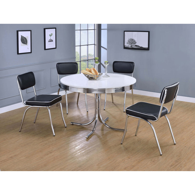 Marla White And Chrome 5 Piece Dining Set