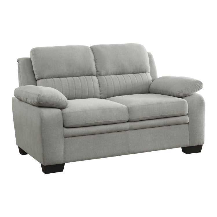 Plush Seating Comfortable Loveseat 1Pc Gray Textured Fabric Channel Tufting Solid Wood Frame Modern Living Room Furniture