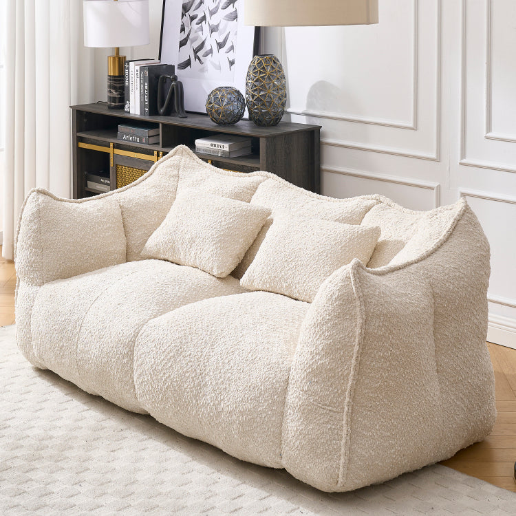 Soft Beanbag Chair With High Resilience Foam Core For Two People. The Comfortable Square Recliner Sofa Is Ideal For Family Members And Friends Engaged In Games, Reading, Watching Tv