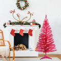 4Ft Red Christmas Tree With 50 Ul Lights, 122 Pvc Tips Prelit Artificial Holiday Tree For Indoor Decoration, Small Space, Tabletop, Apartment, Or Office