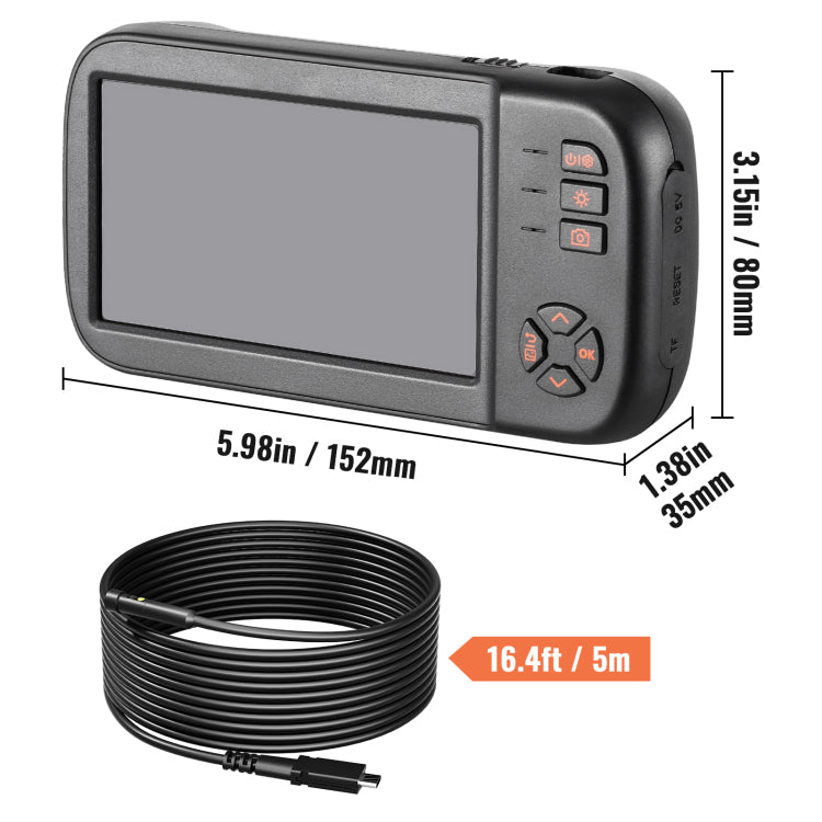 Borescope Camera, Triple Lens Endoscope Camera With Light, 4.5" Screen 1080P Inspection Camera With 10 Led Light, Ip67 Waterproof Drain Snake Camera For Auto, Plumbing 16.5Ft Cable, 32Gb Card