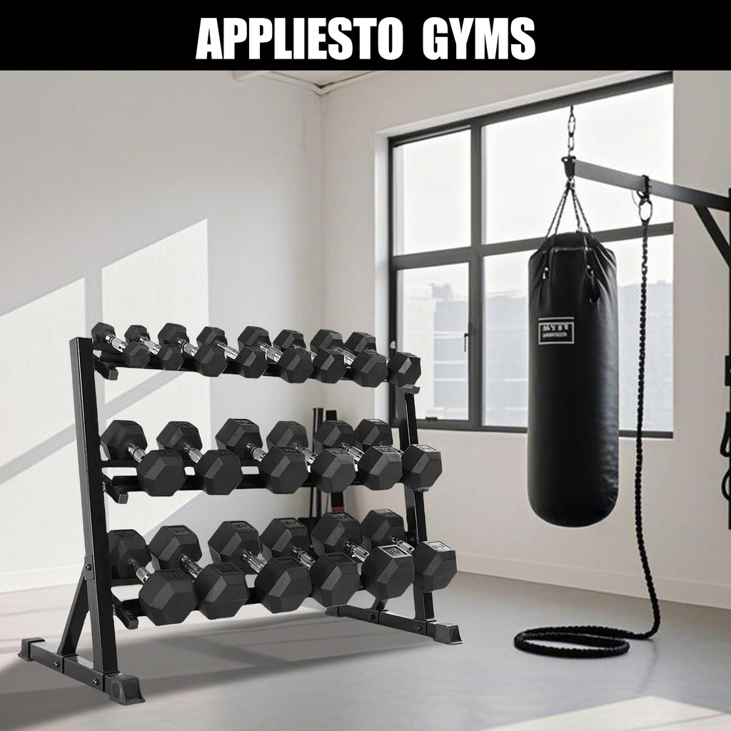3 Tier Dumbbell Rack Stand: Holds 5 50Lb Weights With A 1100 Lb Max Capacity. Designed Specifically For Dumbbell Storage
