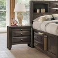 Gray Simple Contemporary 1Pc Nightstand Solid Wood Bedside Table Knob Pulls 2 Drawers Bedside Table