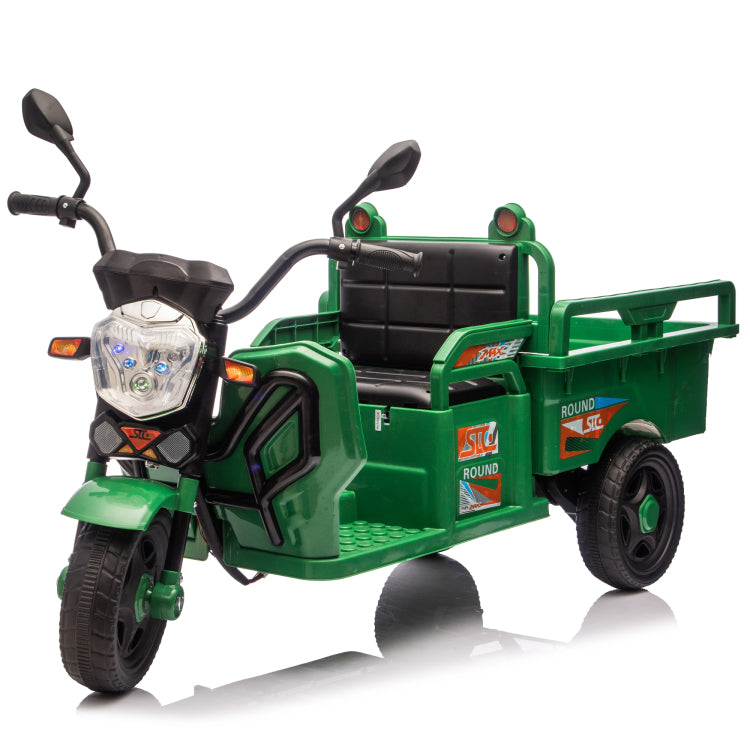 12V Kids Electric 3 Wheel Cargo Truck,2Wd,Anti Slip Wheels,Long Battery Life,Large Storage Space,Extra Wide Seat With Led Lights & Music,Stable Electric Trike For Toddlers,Recommended Age: 3 6