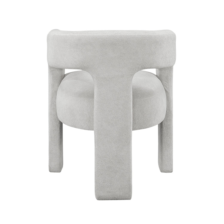 Modern Luxury Dining Furniture Elegant Side Chairs Set Of 2 Light Gray Soft Boucle Fabric Plush Upholstery Comfortable, Chairs For Restaurant Aesthetic