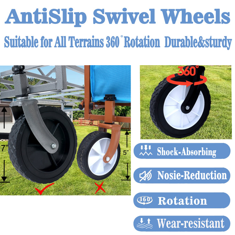 Collapsible Wagon Cart Foldable,Wagons Carts Foldable With Wheels With Drink Holders,For Shopping,Garden,Sports,Groceries,Apartment,Camping,Outdoor