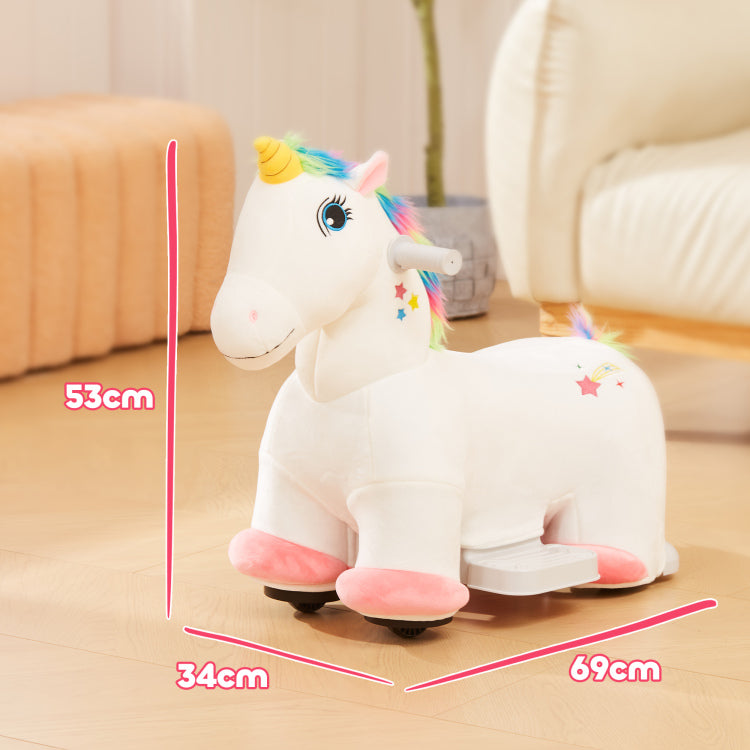 Qaba 6V Ride On Unicorn, Battery Powered Kids Electric Ride On Animal Toy With Music Forward, Pu Wheels, Foot Pedal For Girls Boys Aged 18 36 Months, White