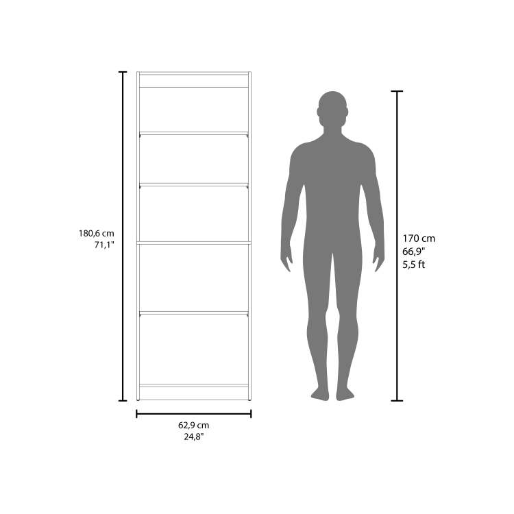 Stained Walnut Bookcase With Open Storage And 2 Doors