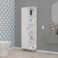 Randall Linen Cabinet, With 1 Door And 9 Shelves, White