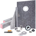Shower Curb Kit 38" X 60" Watertight Shower Curb Overlay With 4" Pvc Offset Bonding Flange, 4" Stainless Steel Grate, 2 Cuttable Shower Curb And Trowel, Shower Pan Slope Sticks Fit For Bathroom