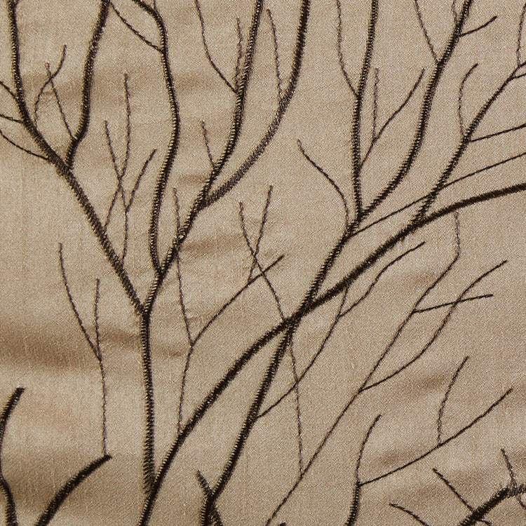 Faux Silk Embroidered Window Valance Tan 50X18"