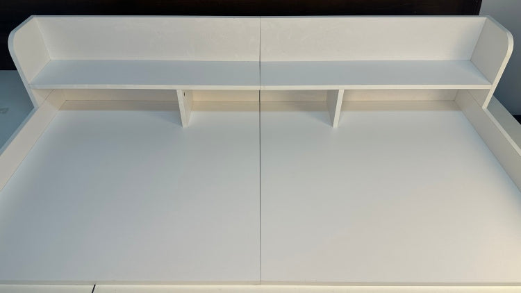 Washer Dryer Countertop With Non Slip Pads Laundry Wood Shelf Topper With Edge, 54" Width X 27.5" Depth Double Layer Organizer For Washer And Dryer Laundry Hamper Counter Storage Organization White