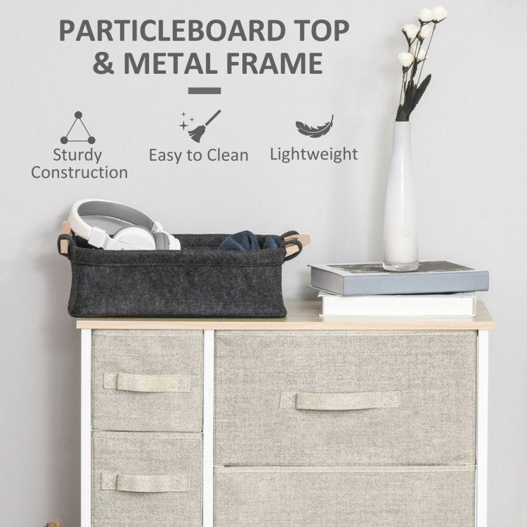 Homcom 7 Drawer Dresser Storage Tower Cabinet Organizer Unit, Easy Pull Fabric Bins With Metal Frame For Bedroom, Closets, Light Gray