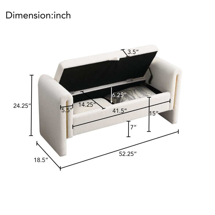 Modern Teddy Bed End Bench With Arms And Storage,Upholstered Large Foot Rest Stool, Comfy Window Vanity Bench For Living Room,Bedroom,Dorm,Coffee Table,Teddy Cream