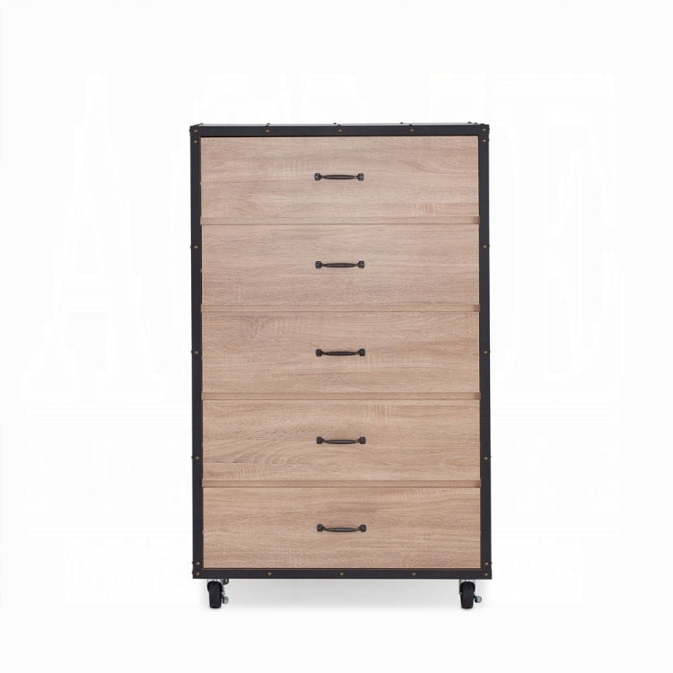 Weathered Light Oak 5 Drawer Chest