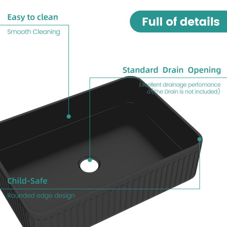 Bb17, Integrated Black Ceramic Basin, Drain And Faucet Not Included