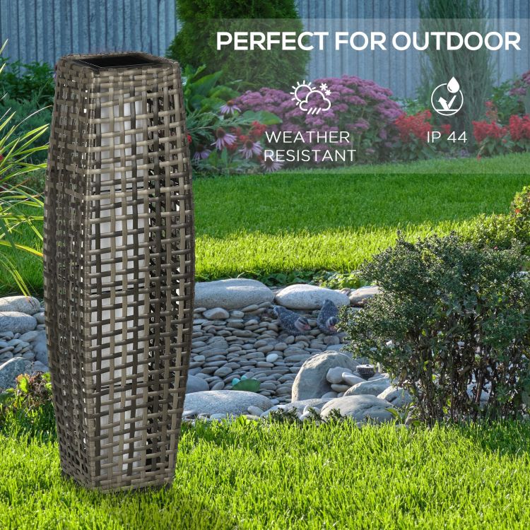 Outsunny Solar Floor Lamp, Outdoor Garden Lantern Pathway Light & Decorative Driveway Lighting With Auto On Off Led Lights For Porch, Yard, Lawn, Courtyard, Deck, Gray
