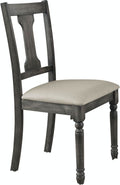 Wallace Tan Linen & Weathered Gray Finish Side Chair Set Of 2