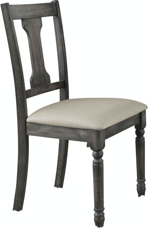 Wallace Tan Linen & Weathered Gray Finish Side Chair Set Of 2