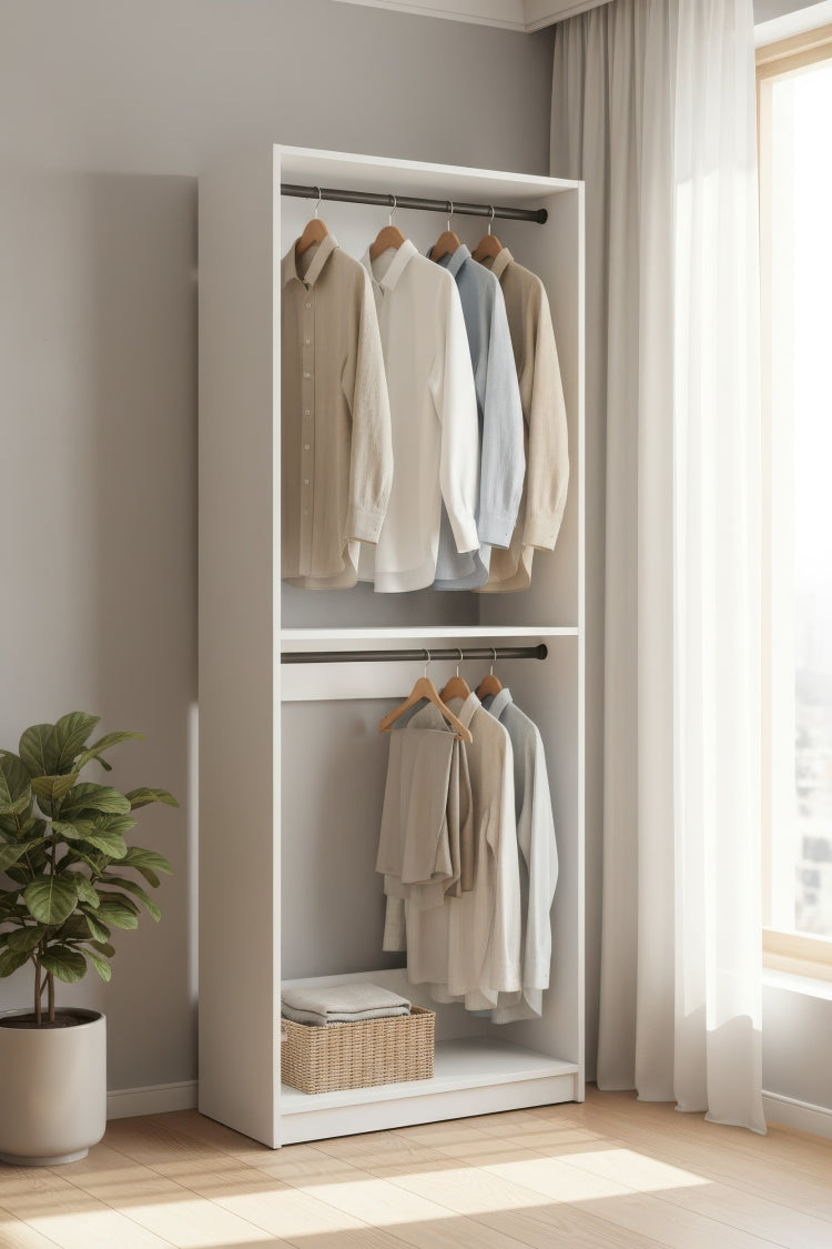 Prosper 32" White Wood Walk In Closet With Two Rods