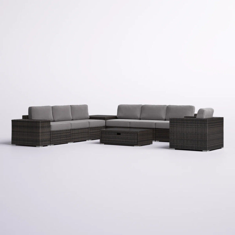 11 Piece Outdoor Sectional Seating Set With Cushions Fully Assembled