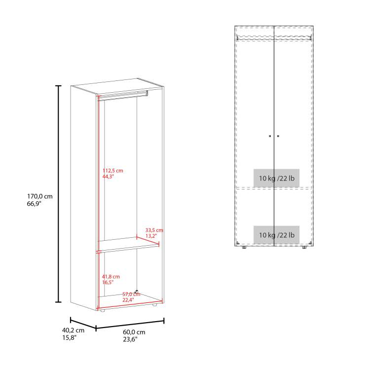 Wenge 2 Door Tall Wardrobe Cabinet