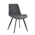 Modern Design Dining Chairs 2Pc Set Gray Faux Leather Upholstery Black Metal Legs Kitchen Dining Furniture