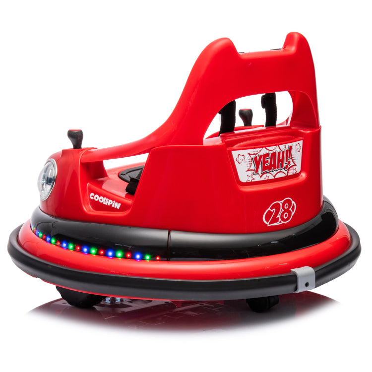 12V Ride On Bumper Car For Kids,Electric Car For Kids,1.5 5 Years Old,W Remote Control, Led Lights, Bluetooth & 360 Degree Spin, Vehicle Body With Anti Collision Padding Five Point Safety Belt,2Wd