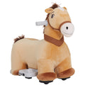 Qaba 6V Ride On Horse, Battery Powered Electric Ride On Pony With Music Forward, Pu Wheels, Soft Touch, For Girls Boys Aged 18 36 Months, Brown