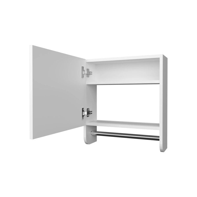 White Medicine Cabinet With Towel Bar And Included Mirror