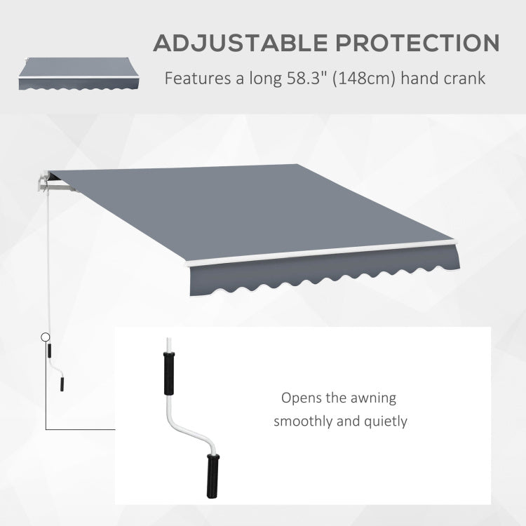 Outsunny 10' X 8' Retractable Awning, Patio Awnings, Sunshade Shelter W Manual Crank Handle, Uv & Water Resistant Fabric And Aluminum Frame For Deck, Balcony, Yard, Dark Gray