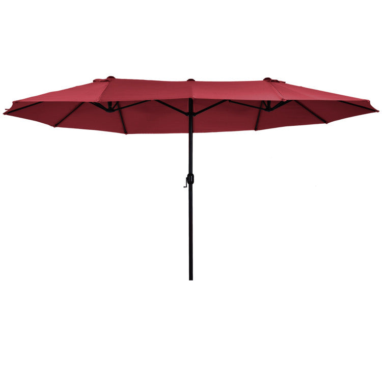Outsunny Extra Large 15Ft Patio Umbrella, Double Sided Outdoor Umbrella With Crank Handle And Air Vents For Backyard, Deck, Pool, Market, Wine Red
