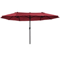 Outsunny Extra Large 15Ft Patio Umbrella, Double Sided Outdoor Umbrella With Crank Handle And Air Vents For Backyard, Deck, Pool, Market, Wine Red