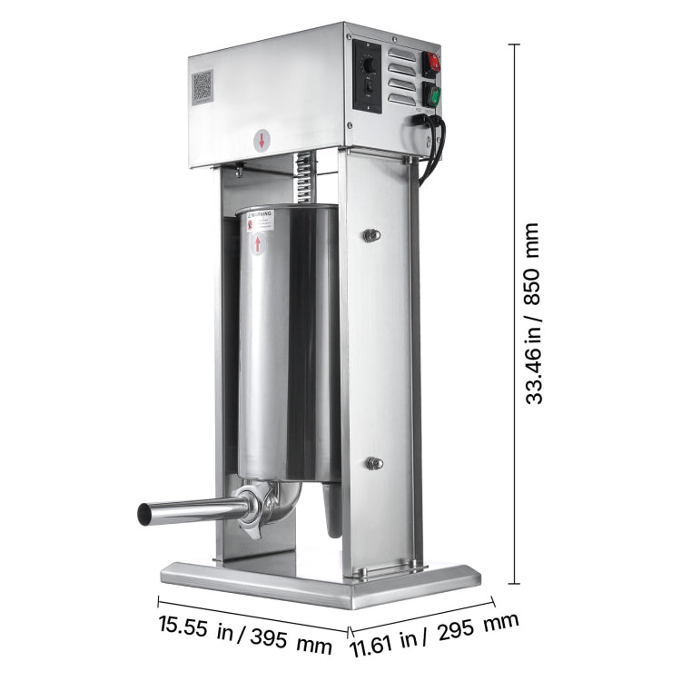 Electric Sausage Stuffer, 33 Lbs 15 L Vertical Meat Stuffer, Stepless Speed Control And Foot Pedal, Stainless Steel Heavy Duty Sausage Filler With 4 Stuffing Tubes, For Commercial & Home Use