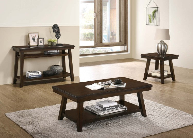 Bold Simple Walnut Finish 1Pc Coffee Table Under Table Shelf Storage Living Room Rubberwood Veneer