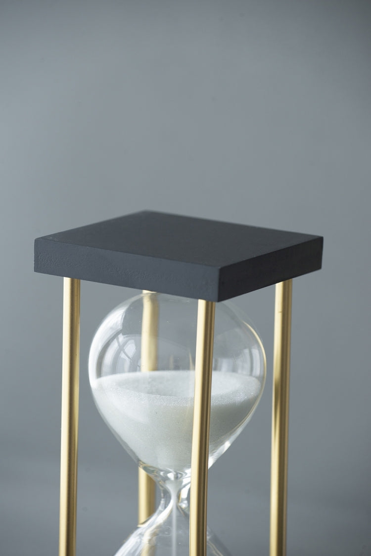 Set Of 2, 3X3X7" Spellman 15 Minute Hourglass With Metal Frame, White