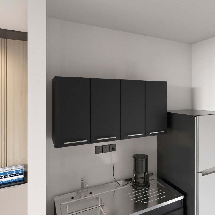 Rectangle Four Swing Doors Wall Cabinet Wenge