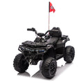 24V 160W Kids Electric Ride On Atv Realistic Off Road Design With 2Wd,Decorative Flags,On Off Light Switch,Volume Control W Bluetooth,Usb Port,Built In Music & Multi Color,Recommended Age:3 6