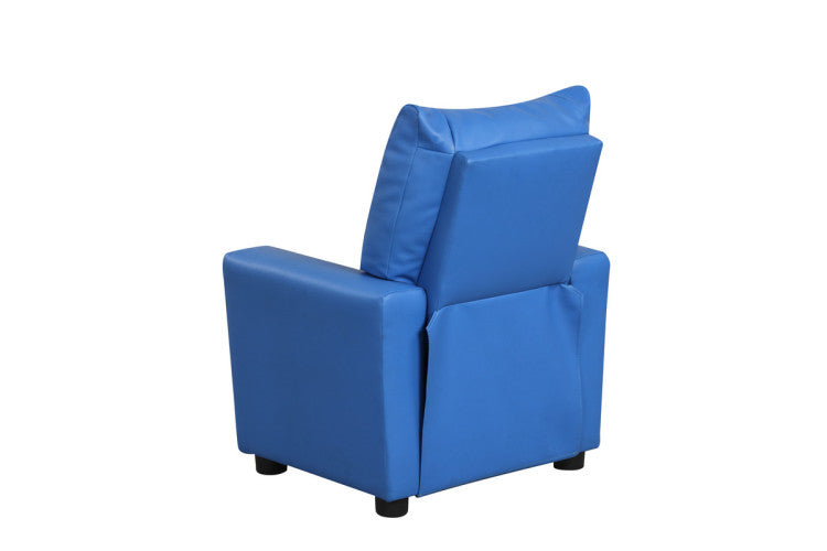 Evelyne 23"W Blue Pu Leather Kids Recliner Chair With Cupholder