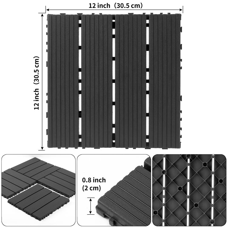 Plastic Interlocking Decking Tiles, 44 Packs Of Terrace Decking Tiles, 12 Inches X 12 Inches Waterproof For All Weather Use, Backyard Pool Decking Tiles, Dark Gray