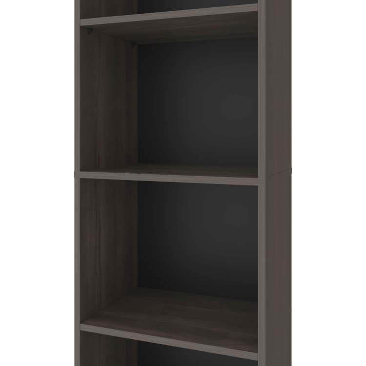 Stained Walnut Bookcase With Open Storage And 5 Shelves