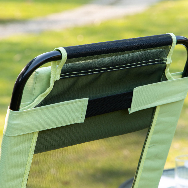Outsunny Folding Patio Chairs Set Of 2, Outdoor Deck Chair With Adjustable Sling Back, Camping Chair With Removable Headrest For Garden, Backyard, Lawn, Green