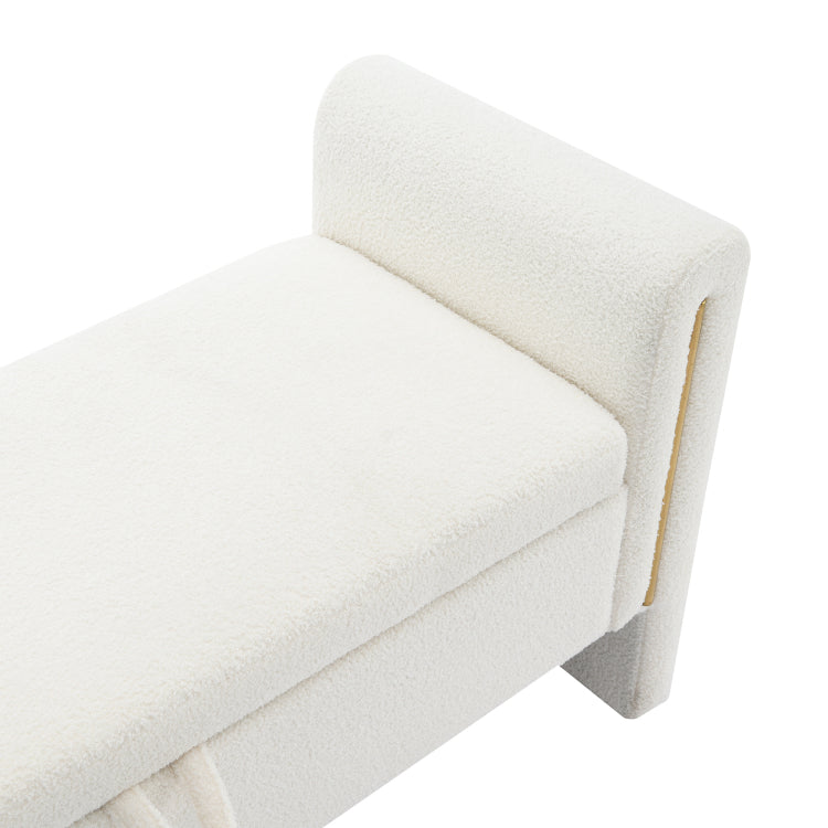 Modern Teddy Bed End Bench With Arms And Storage,Upholstered Large Foot Rest Stool, Comfy Window Vanity Bench For Living Room,Bedroom,Dorm,Coffee Table,Teddy Cream