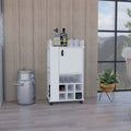 Fargo Bar Cart With Cabinet, 6 Built In Wine Rack And Casters